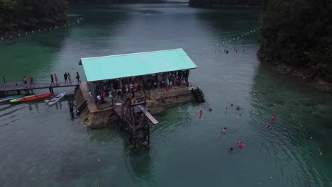 Aerial,-Sugba-Lagoon-in-Siargao-island,-Philippines