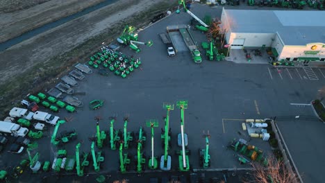 Drone-shot-of-a-heavy-machinery-rental-agency-with-a-full-inventory