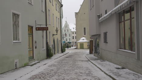 Handheld-footage-captured-while-having-a-stroll-on-streets-of-Tallinn-old-town,-Estonia