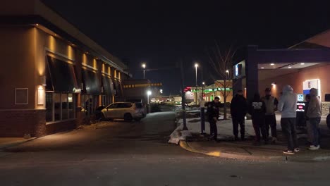 Car-Crashed-Into-Brick-Side-Wall-Of-A-Restaurant-In-Brampton,-Canada-At-Night