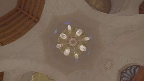 Mirando-Hacia-Las-Luces-Del-Techo-Adornadas-En-La-Gran-Mezquita-Del-Sultán-Qaboos
