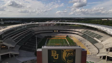 Drone-shot-of-McLane-stadium-in-waco-texas,-Baylor-bears-football-team