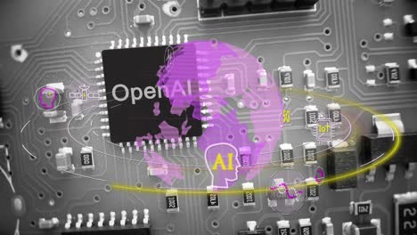 Openai-Konzept-Auf-Motherboard-Chip-Mit-Rotierendem-Globus-Und-Technologiesymbolen