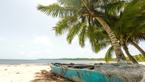 Palm-trees-and-paradise,-tourists-enjoy-the-beach---Timelapse-of-Playa-Rincon,-Dominican-Republic