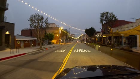Driving-through-the-Los-Angeles-neighborhood-of-San-Pedro-at-dusk---driver-point-of-view