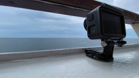Action-camera-mounted-on-a-ship-recording-video-of-the-ocean