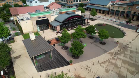 Editorial-aerial-footage-of-Lambeau's-America-Restaurant-in-the-Shops-at-Highland-Village-in-Highland-Village-Texas