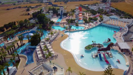 Aquatic-Paradise-At-Themed-Waterpark-With-Slides-And-Wave-Pool-In-Ayia-Napa,-Cyprus