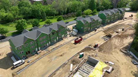 Aerial-view-of-residential-apartment-building-construction-in-USA