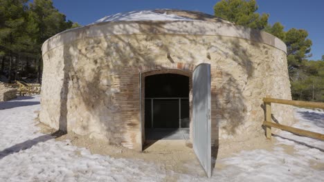 Snow-capped-Pou-de-Barber-in-Ibi,-Alicante,-Spain