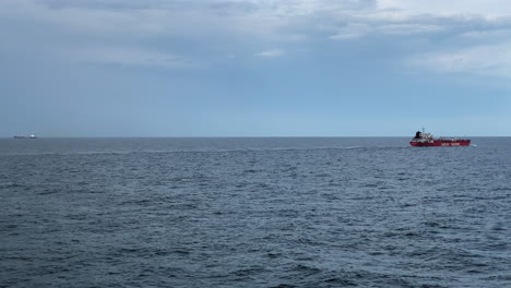 An-oil-tanker-sailing-in-the-Gulf-of-Mexico-in-slow-motion-with-another-ship-on-Horizon