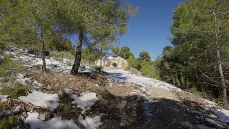 Snow-capped-Pou-de-Barber-in-Ibi,-Alicante,-Spain