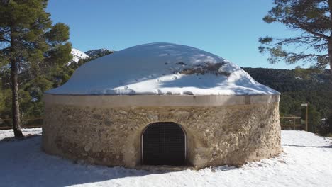 Snow-capped-Pou-de-Barber-in-Ibi,-Alicante,-Spain