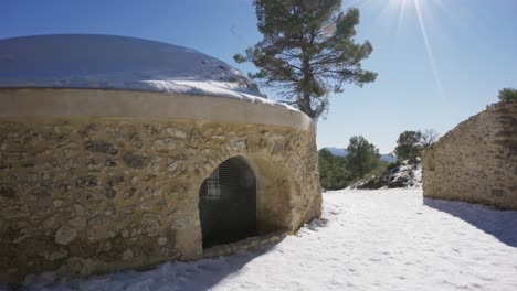 Snow-capped-Pou-de-Barber-in-Ibi,-Alicante,-Spain