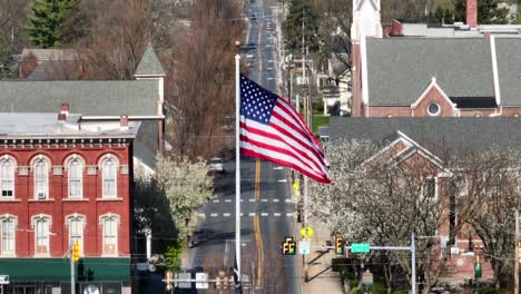 American-flag-waving-on-beautiful-spring-day-in-USA