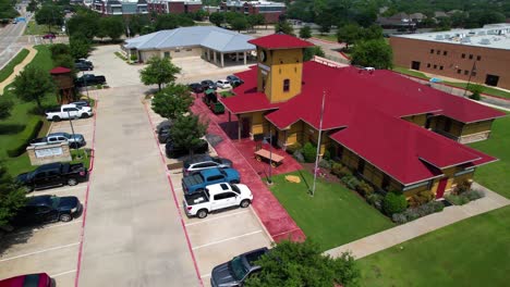 This-is-editorial-aerial-footage-of-Dental-Depot-in-Highland-Village-Texas-located-at-2460-Justin-Rd,-Highland-Village,-TX-75077