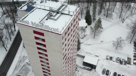 Eesti-Maaülikool-Pan-drone-shot-of-torn-dormitory-university-in-Tartu