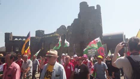 People-marched-on-the-main-road-for-Welsh-Independence-in-the-city-of-Swansea