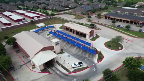 Aerial-footage-of-Slyde's-Car-Wash-in-Flower-Mound-Texas