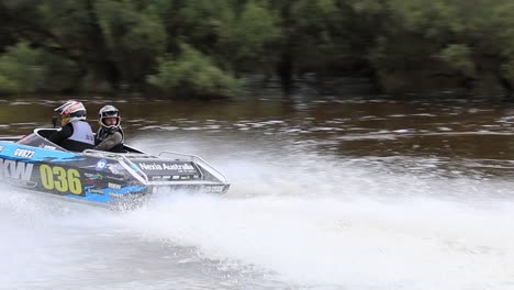 Mini-Jet-Boat-Competitors-Racing-In-The-Avon-Descent-Boat-Race,-Perth-Australia