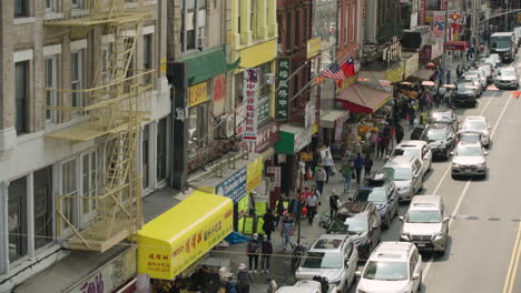 Acera-De-East-Broadway-En-Chinatown,-Nueva-York,-U