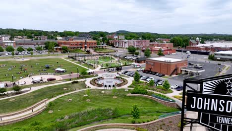 Johnson-City-Tennessee-aerial-over-city-park-and-recreation-area-with-outdoor-concert