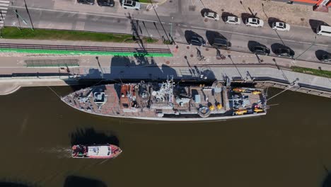 The-Lithuanian-warship-Suduvis-is-moored-in-the-Danes-River-and-turned-into-a-museum