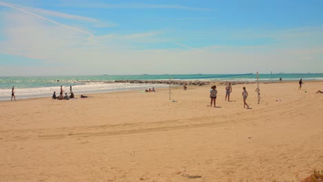 People-During-Summer-Vacation-At-The-Beach-Resort-In-Benicassim,-Spain