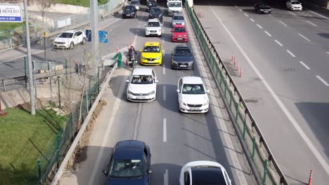 Traffic-jam-in-E5-Istanbul-freeway-from-a-high-angle-view