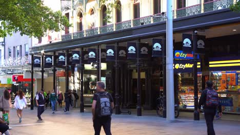 Australian-retail-giant-Myer-closing-down-its-flagship-department-store-after-35-years-of-operation-in-the-namesake-shopping-centre-in-Brisbane's-central-business-district,-static-shot-street-views