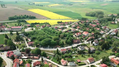 Gietrzwałd-Dorf,-Gebäude-Und-Ackerland