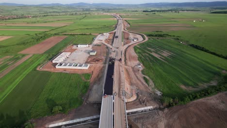 Aerial-view-of-Transylvania-highway-construction-site,-Suplacu-de-Barcau,-Nusfalau,-Romania