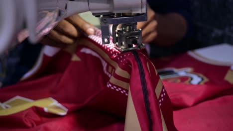 Close-Up-View-Of-The-Work-Machine-For-Overlock
