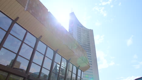 Sunshine-at-Concert-Hall-in-Leipzig-built-in-GDR-with-Panorama-Tower