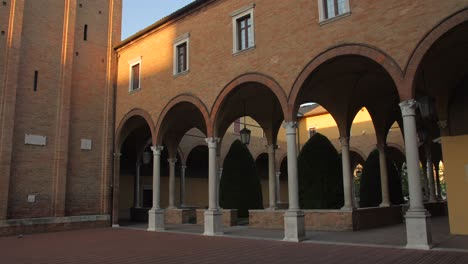 View-of-the-architectural-style-of-the-Abbey-of-San-Mercurial,-Forli,-Italy