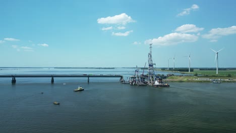 The-Haringvliet-Bridge,-which-is-crossed-by-the-A29-national-highway-in-South-Holland,-is-being-renovated