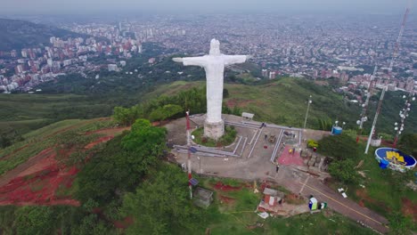 Captivating-Aerial-Perspective:-Drone's-Orbit-Around-the-Statue-of-Jesus-Christ-in-Cali