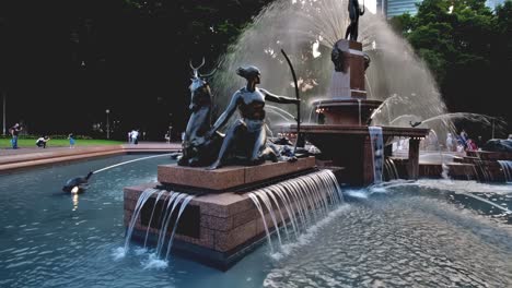 Editorial-view-of-the-Archibald-Memorial-Fountain-at-Hyde-Park-North,-in-Sydney