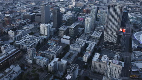 Aerial-Landscape-of-Los-Angeles-city-downtown-in-the-morning-Crypto-Arena