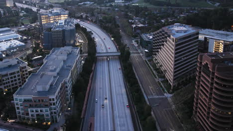 Aerial-landscape-Ventura-freeway-101-in-the-morning-on-helicopter