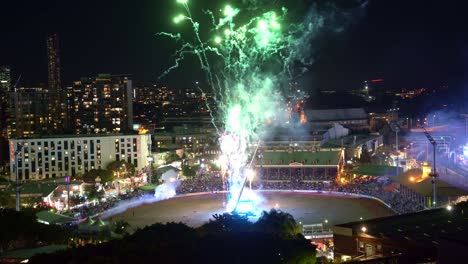 Beautiful-fireworks-display-in-one-of-the-EkkaNites-at-the-RNA-showgrounds,-Bowen-hills