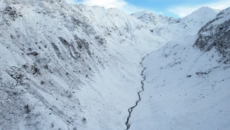 Valle-Remoto-Con-Lago-Glaciar-De-Montaña-Río-De-Agua-Blanca-Congelada