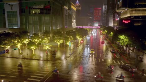 Aerial-panorama-of-rainy-day-in-Taipei-City-at-night-with-lighting-trees-during-christmas-time