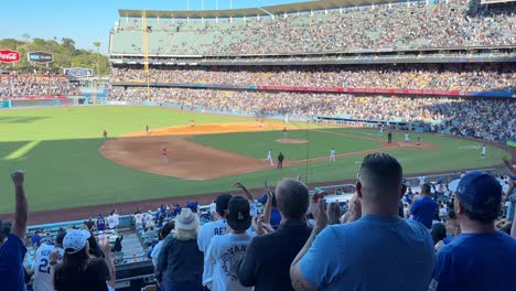 Dodger-Stadium-crowd-celebrates-a-homerun-during-day-game