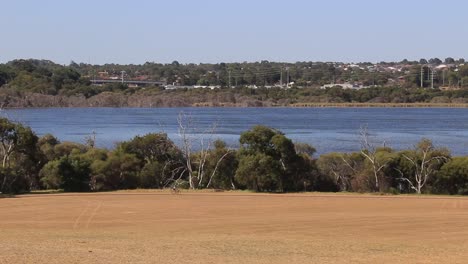 The-blue-water-of-Lake-Joondalup-on-the-edge-of-Rotary-Park-Australia