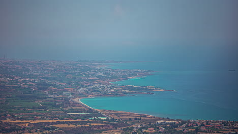 High-drone-footage-over-the-coastline-of-the-island-of-Cyprus