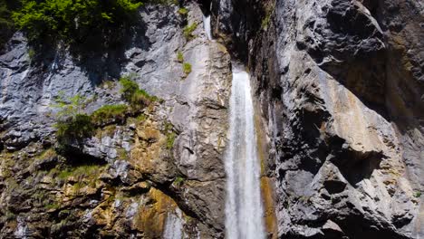 Aerial-Shot-of-Berglistüber-Waterfall-in-Switzerland