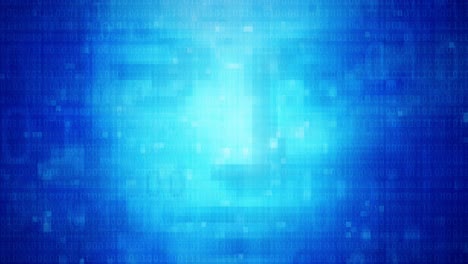 Cara-Pixelada-Oscurecida,-Inteligencia-Artificial,-Identidad-Digital,-Código-Binario---Fondo-Azul-Abstracto-De-4k