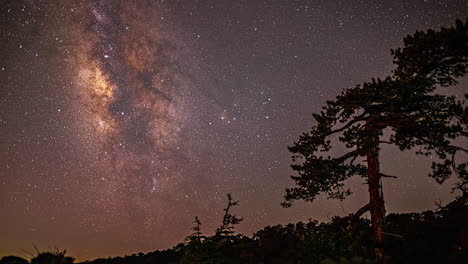 View-of-the-Milky-Way-from-Mount-Olympos,-Cyprus---time-lapse