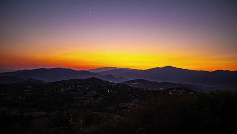 After-sunset,-the-moon-crosses-the-sky-and-start-appear-over-the-Limassol,-Cyprus--time-lapse